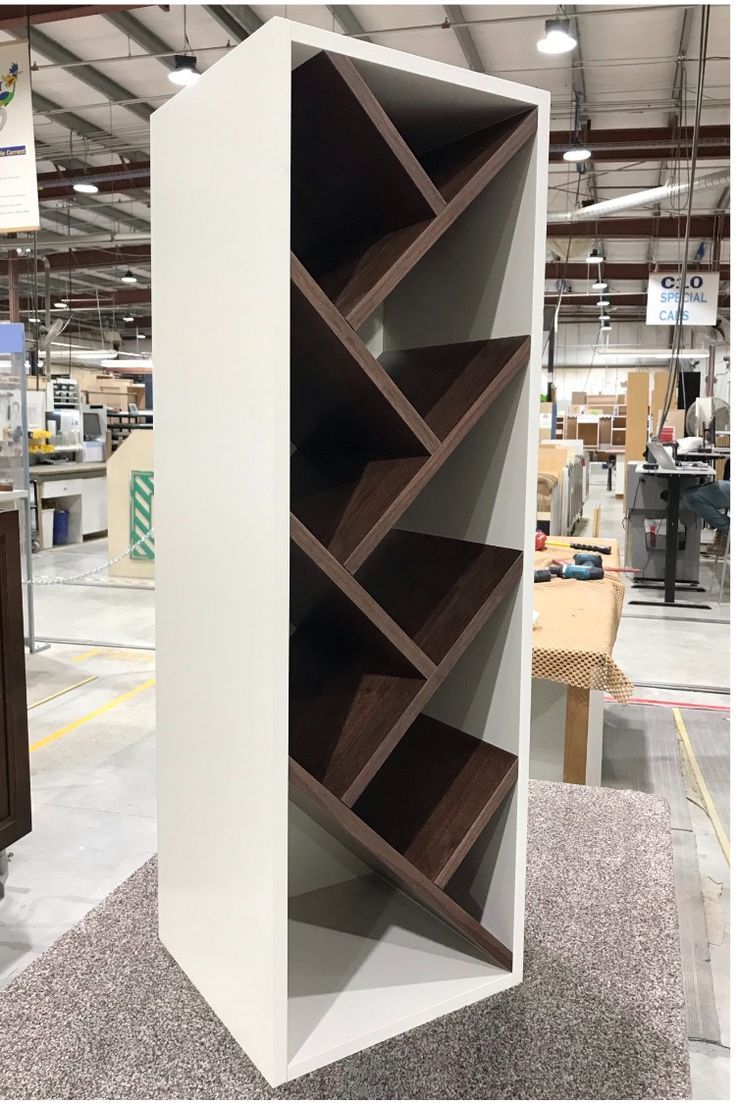 Wall Open Cabinet with Intersecting Angled Dividers