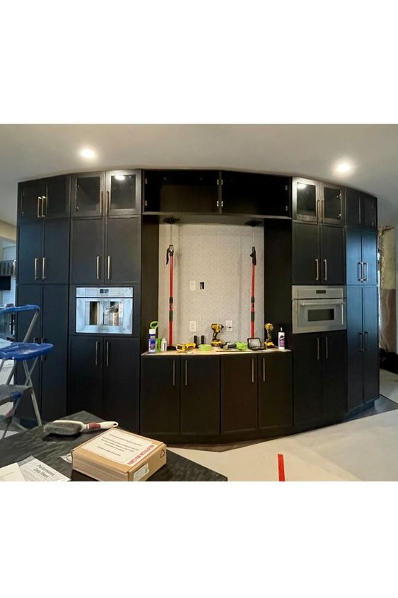 Tall Microwave Cabinet with Inset and Overlay Frames - Image 2