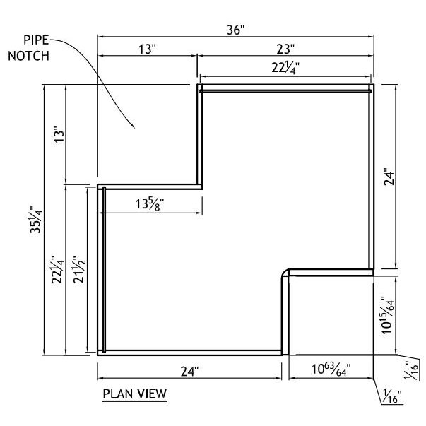 Base Pie-Cut Corner Cabinet with Pipe Notch