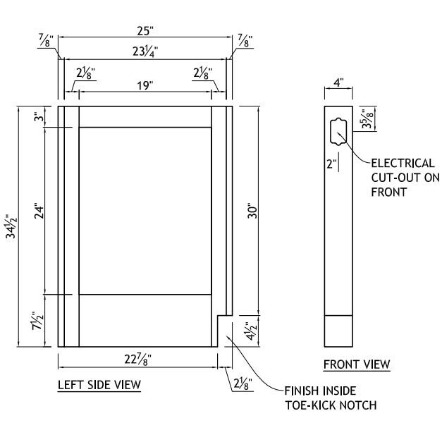 Peninsula Column with Toekick Notch and Electrical Cut-Out