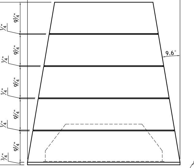 Angled Hood Top 2pc with Horizontal Grooves and Removable Middle