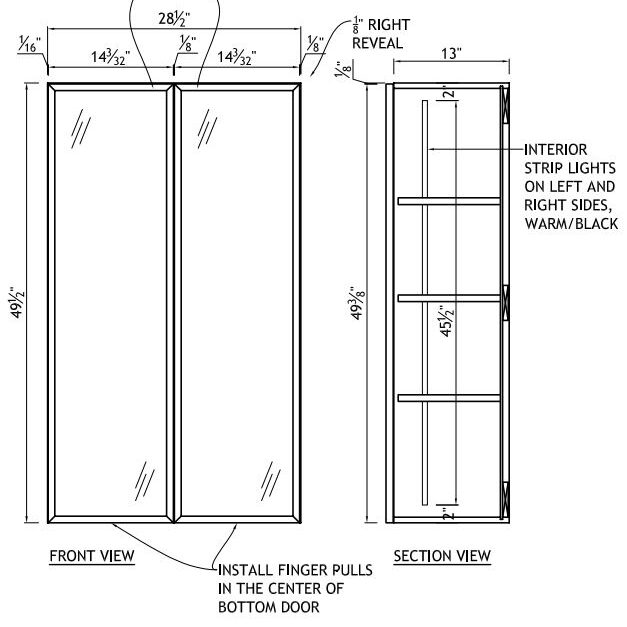 Wall Cabinet with Aluminum Frame Doors and Strip Lights