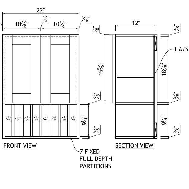 Wall Cabinet with Exposed Partitions